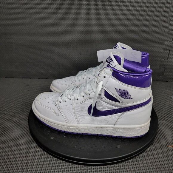 Jordan 1 Retro High Shoes Womens Sz 7.5 White Purple Sneakers - Picture 3 of 8